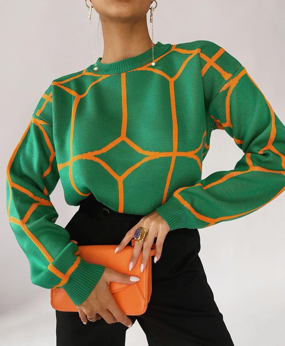2021 Russia hot selling round neck line pattern woollen knitted top 20210027