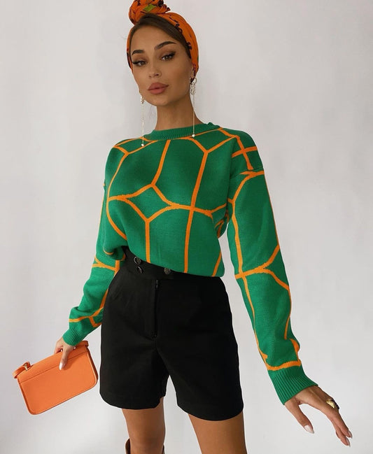 2021 Russia hot selling round neck line pattern woollen knitted top 20210027