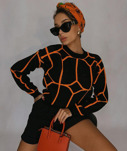 2021 Russia hot selling round neck line pattern woollen knitted top 20210027
